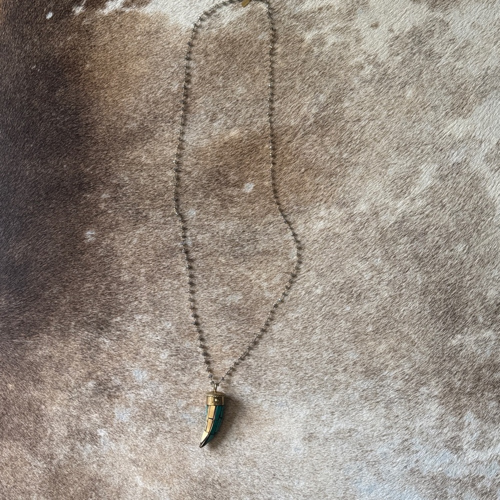 Gold and Green Pendant Necklace